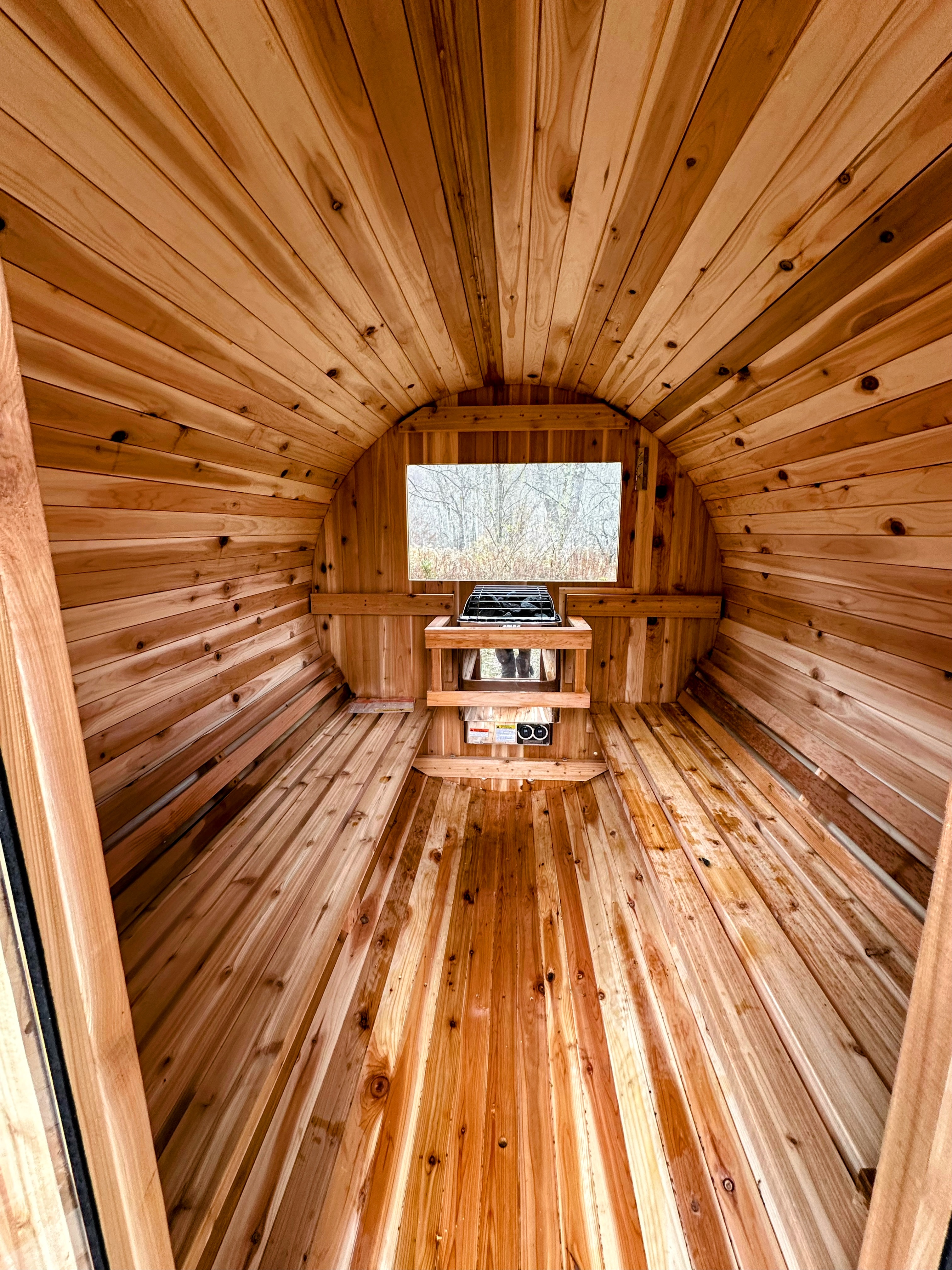 Finnish barrel sauna interior